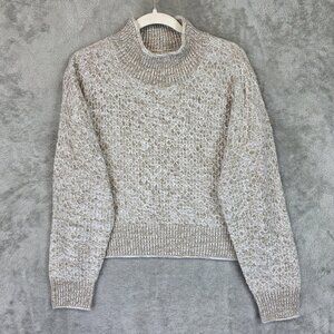 Calvin Klein Jeans Sweater Womens Large Beige Mock Neck Textured Knit Pullover